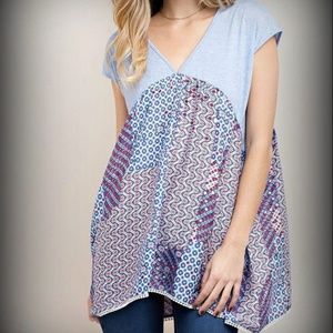 Sale! Light blue smock tee with patterned bottom
